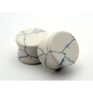  Howlite Stone Plugs   00g   10mm   Sold As a Pair Jewelry