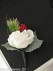 Lot 4 Real Touch White Rose Hydrangea Boutonniere  