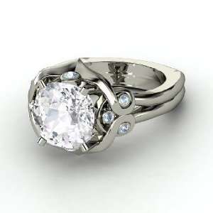  Carmen Ring, Cushion White Sapphire Sterling Silver Ring 