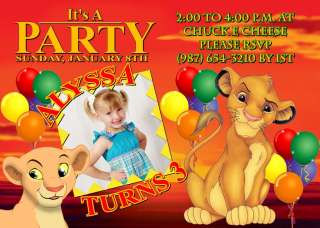 Lion King Birthday Invitation PERSONALIZED w/ PHOTO *~Thank You Option 