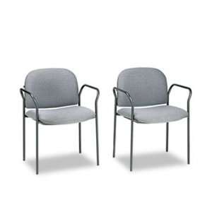  New   Multipurpose Stacking Arm Chairs, Gray, 2/Carton by 