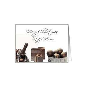 Step Mom Merry Christmas sepia black white Winter collage Card