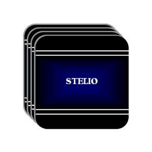 Personal Name Gift   STELIO Set of 4 Mini Mousepad Coasters (black 