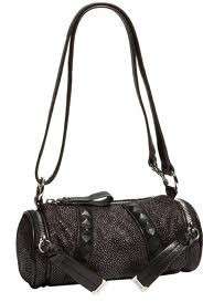 Makowsky Black Barrel Crossbody Handbag Stanton  