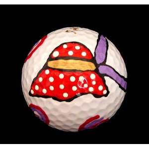   GOLF BALL   HAND PAINTED   DESIGN RED HAT DAZZLE
