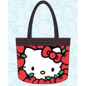  Tote Bag   Hello Kitty   Sanrio Kitty Cat w/ Red Apple 