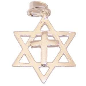 Star of David with a Cross Messianic pendant   Sterling silver (2.5cm 