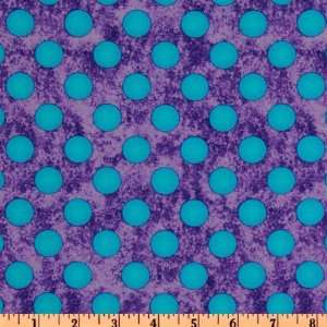  44 Wide Caterwauling Tales Dots Turquoise/Purple Fabric 