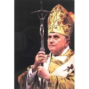 Pope Benedict with Crucifix Plaque with Stand   4 x 6