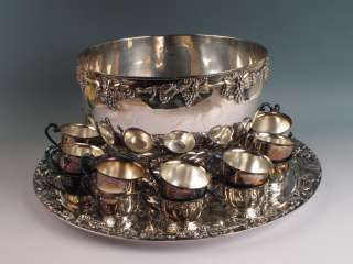 Eugen Ferner Silverplate Punch Bowl Set w/ Tray & (24) Cups 1966 