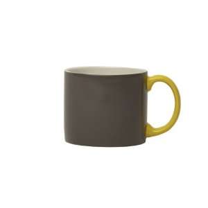 Jansen + Co, My Mug Charcoal, Yellow Handle, Set of Six of 
