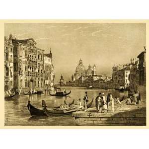 1915 Print Samuel Prout Art Venice Italy Grand Canal Cityscape Gondola 