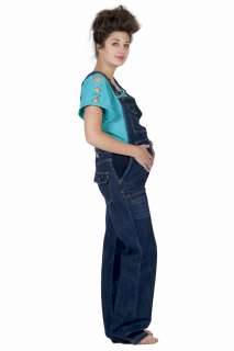 Maternity Bib Overalls   Indigo   Womens Pregnancy Denim Bib Jeans 