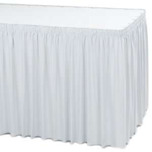 Duralast Momie Shirred White Fabric Table Skirt, 13 x 29  