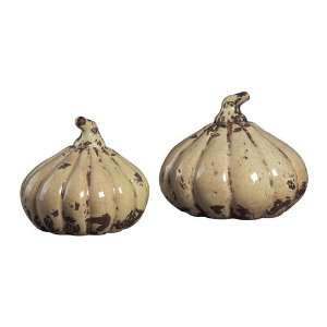    034 Set Of 2 Ceramic Squashes Accessory Alto Cream