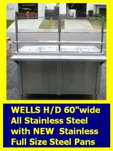 WELLS HOT FOOD SERVING STAND W SS PANS 60WIDE #1  