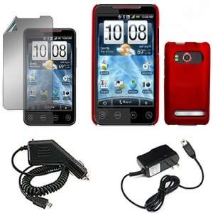 iNcido Brand HTC EVO 4G Sprint Combo Rubber Feel Red Protective Case 