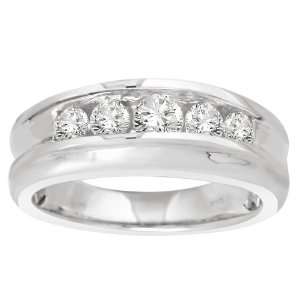 14k White Gold Diamond Mens Ring (1 cttw, H I Color, I1 