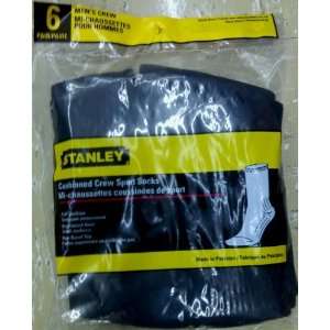  Stanley Cushiones Crew Sports Socks Pack of 6 Black Pair 