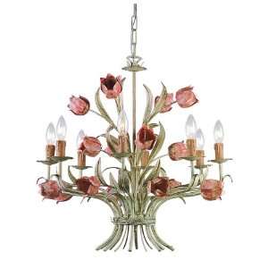 Southport Collection 8 Light 24ö Sage Green and Rose Chandelier 4808 
