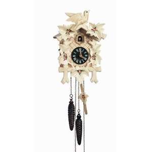  Cuckoo Clock, White, Hand Painted Flowers, Model #90/01 