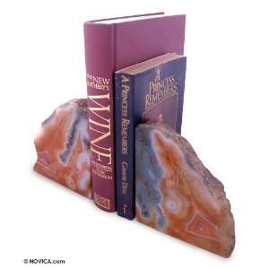  Agate bookends, Fire (pair)