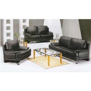  2 pc leather sofa set with chrome 50s legs available in 