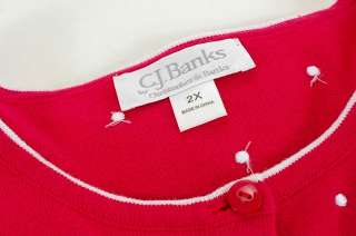 Bright Pink CJ Banks Polka dot Spring & Summer Sweater 2X  