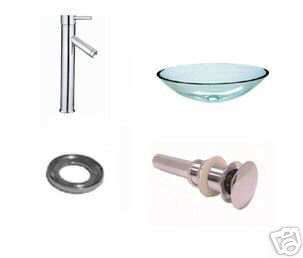 New Bathroom Faucet Glass Vessel Sink Bowl Vanity Basin  