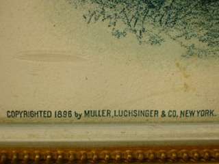 Vtg.1896 Framed EASTER CATSKILLS Vivid Mono Blue PRINT by William H 