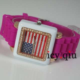 US Flag Style Watch ~ Fashion ladies Watches Purple E2  