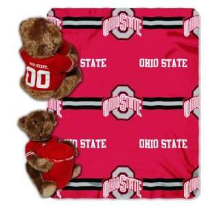  Ohio State Buckeyes Bear and Blanket Set Sports 