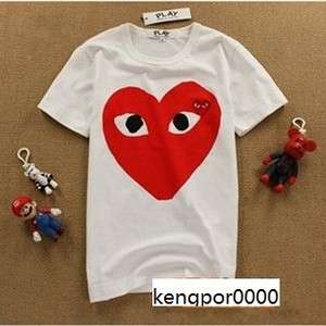 COMME Des GARCONS CDG PLAY RED HEART MENS T SHIRT WHITE SZ S,M,L 