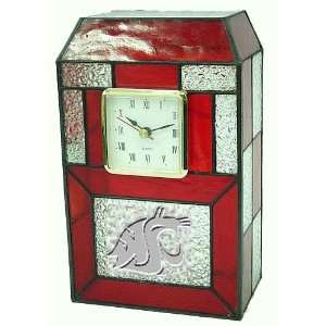   State Cougars Leaded Stained Glass Desk Clock
