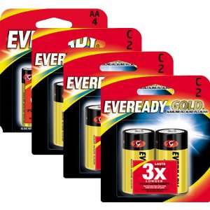  Eveready Gold   Six pack C & Four pack AA Battery Bundle 