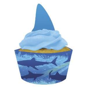  Shark Splash Cupcake Cups With Picks (1 dz) Kitchen 