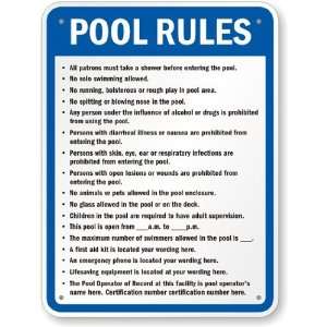  South Carolina Custom Pool Rules Sign Engineer Grade, 24 