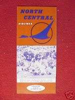 1960 North Central Airlines Timetable Schedule Packers  