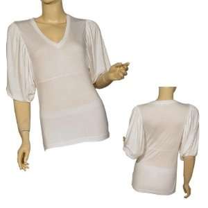  Ladies V Neck 3/4 Bubble Sleeve Top Case Pack 4 