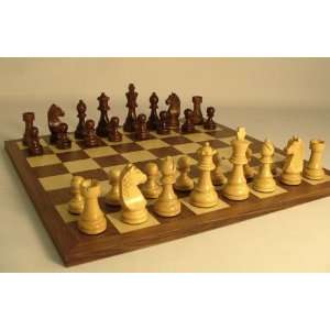  Sheesham/Bxwd Chessmen, German Knt Walnut/Maple framed 