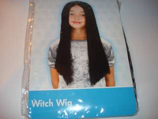 CHILD CHARACTER COSTUME WITCH WIG BLACK LONG HAIR  
