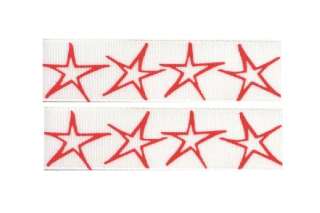 yds 7/8 PRETTY WHITE GRAFFITI STARS Grosgrain Ribbon  