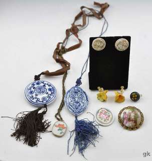 Pc Lot Porcelain/Ceramic Jewelry Floral Vintage Blue  