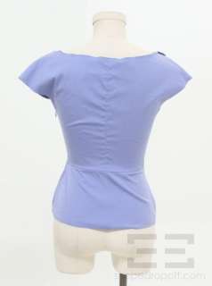 Prada Lavender Cotton Cap Sleeve Gathered Front Top Size 38  