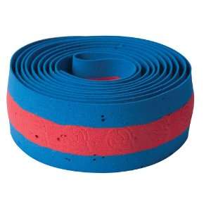  Cinelli Cork Handlebar Tape w/ Caps   Blue w/ Red Stripes 