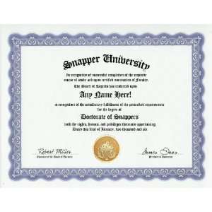  Snapper Degree Custom Gag Diploma Doctorate Certificate 