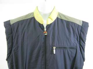 FILA Mens Navy Zip Front Sleeveless Vest Jacket Sz 40  