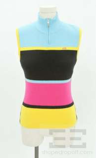   Sport Blue, Pink & Black Colorblock Sleeveless Sweater Size S  