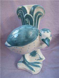 RARE large DAVID SHARP Rye pottery BIRD LAMP BASE blue and white 