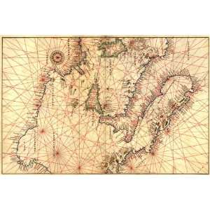  Portolan Map of Italy, Sicily, North Africa & the 
